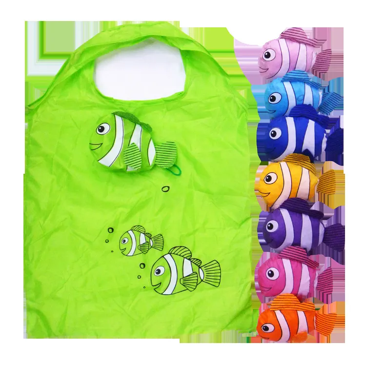 Saco de compras dobrável portátil grandes sacos dos desenhos animados saco de peixe saco de compras à prova d 'água espessamento Eco bag saco de compras 38x58 cm