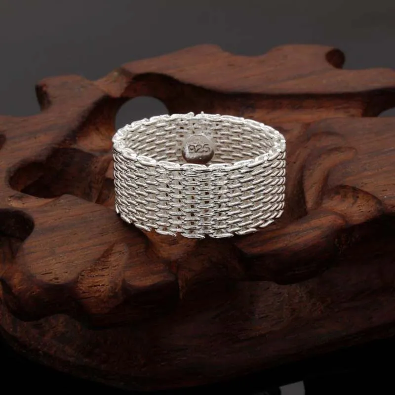 Nätverk Hot Sale Fashion Sterling Silver Ring, Kvinnors 925 Silver Rrings Weave Band Rings Gratis frakt