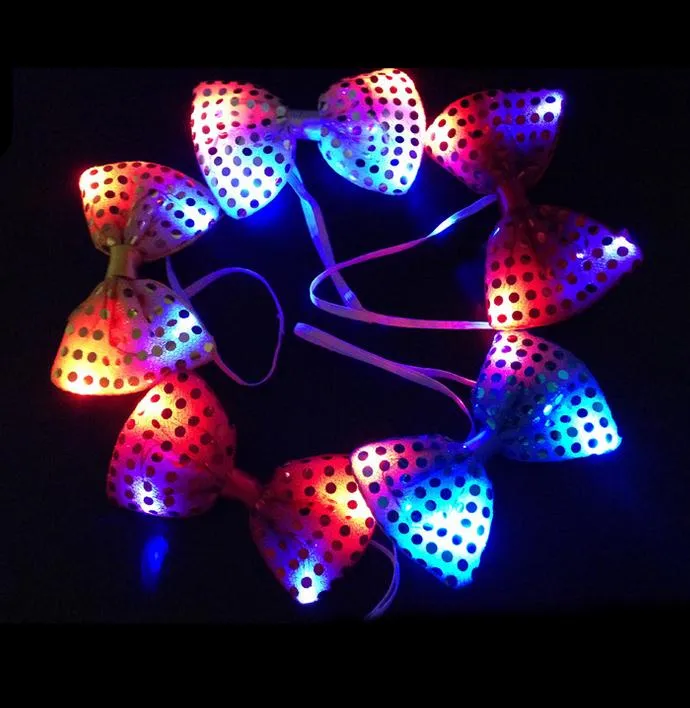 Cravatta LED con paillettes bambini adulti, cravatta lucida, regalo feste di Natale, Halloween, club, bar, oggetti di scena, DHL gratuito