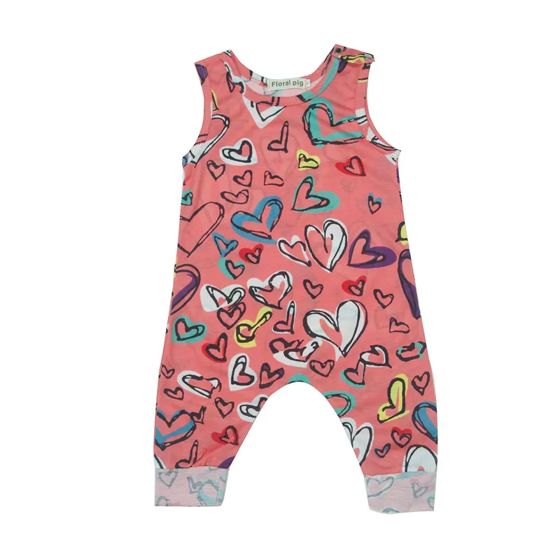 2018 Summer Baby Clothing Children Newborn Cotton Sleeveless Heart Print Romper Jumpsuit Infant Toddler Pajamas One Piece Clothes 2 Styles