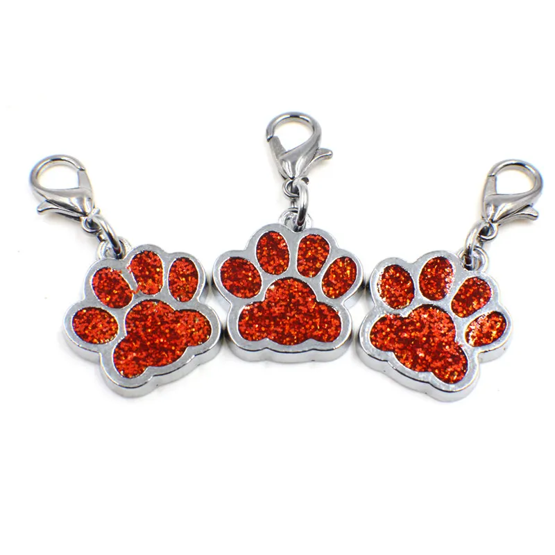 HC3581 Bling monicel cat dogbear paw prints with rodating rowster clasp dangle charms chain keyyrings bag bag made3401379