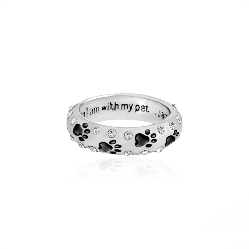 Moda Metal Rhinestone Hand Stamped Paw Imprimir 