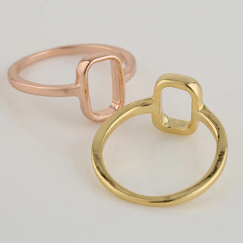 Everfast Wholesale Geometric Mouth Rings Silver Gold Rose Gold Plated Simple Fashion Ring for Women Girl Can Mix Color EFR005