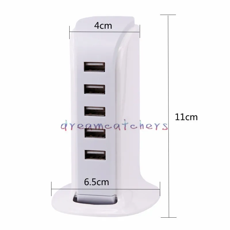 20W 4a 5 portar USB-väggladdare US EU-UK-kontakten AC Power Universal Laddningsadapter för iPhone Samsung HTC LG Smartphone