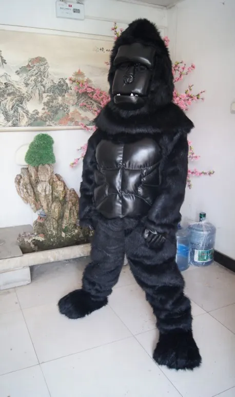 Alta Qualidade Real Pictures Deluxe Chimpanzé Gorilla Orangotan Mascot Traje Personagem Traje Adulto Size Frete Grátis