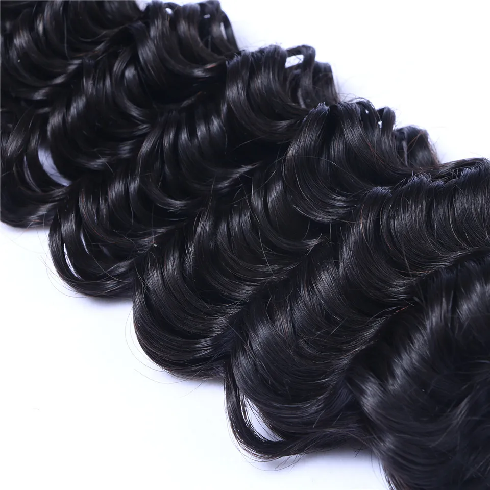 Brasiliano Deep Wave Curl 100% Non trasformato Dei Capelli Vergini Umani Teaves Remy Human Hair Extensions Weapper Capelli capelli umani Tyves 3 Bundles