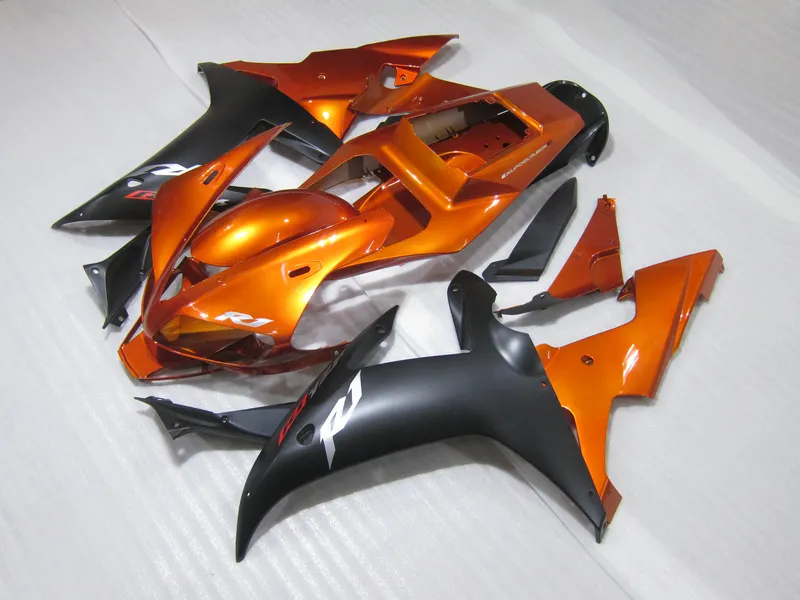 Kit de carénage en plastique moulé par Injection pour Yamaha YZF R1 2002 2003 ensemble de carénages noir orange brûlé YZF R1 02 03 OT35
