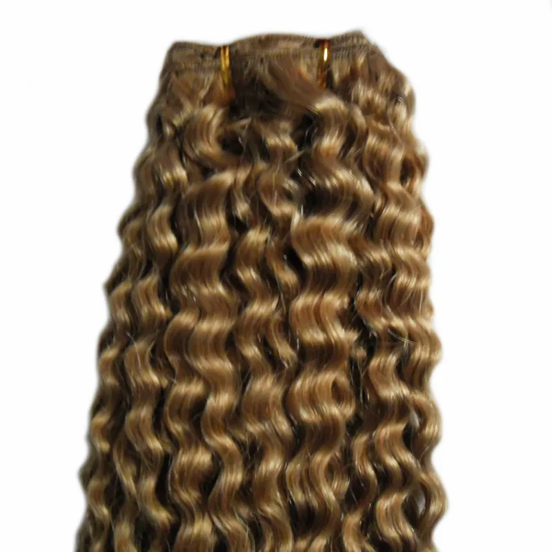 Медовая белокурые бразильские волосы плетение 1 связки Non-Remy 100G необработанные бразильские странные вьющиеся вьющиеся волосы девственницы Weaves двойной уток
