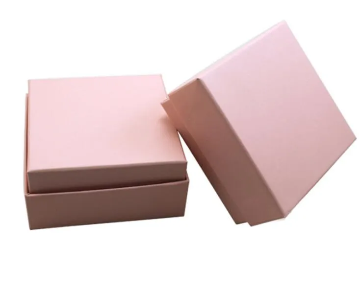 7,3 * 7,3 * 3,5 cm weiß rosa Box für Schmuck Halskette Anhänger Geschenkverpackung Boxen Ring Ohrring Carring Cases G1162