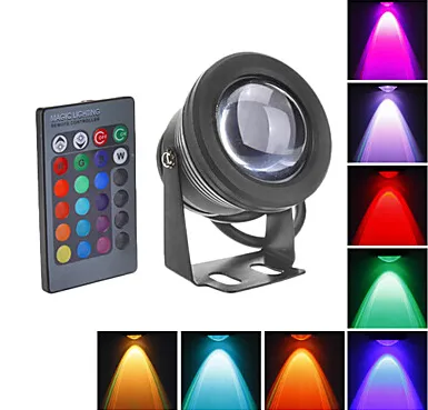 Ny 2017 10W RGB LED Undervattensljus Vattentät IP68 Fontän Swimmingpool Lampa 16 Färgglada ändringar med 24KKEY IR REMOTE