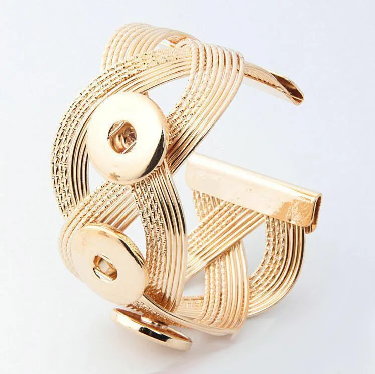 Nieuwe modedraadbangle Diy verwisselbaar kruis rond bangle bracele 18 mm snap armbanden sieraden groothandel 3 stijlen