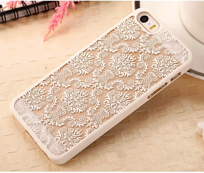 Partihandel Sexig Lace Floral Paisley Flower Mandala Henna Clear Case For Iphone 7 6 Plus 6Plus Telefon Väskor Mode Carto Capa Back Cover