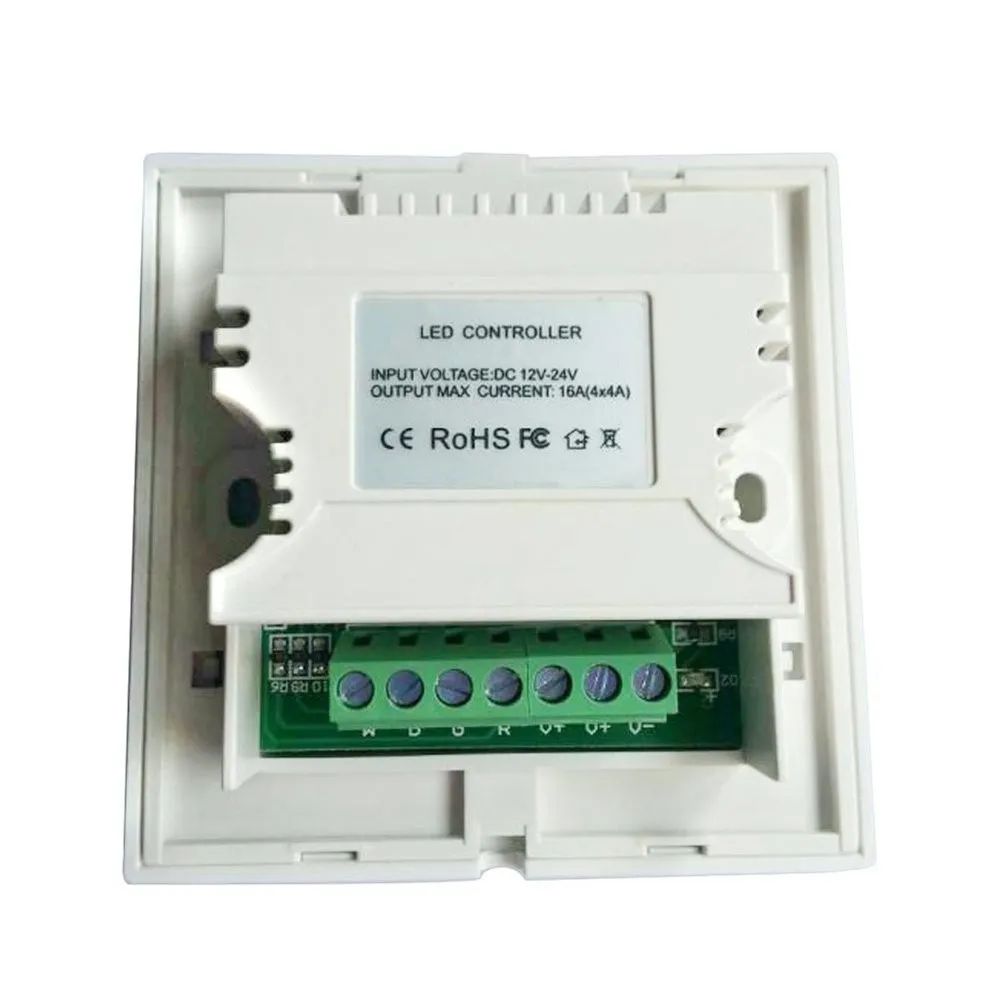 Touch Panel LED Controller Dimmer Switch Wall-mounted Controller voor RGBW LED Strip Lights DC12V - 24V zwart