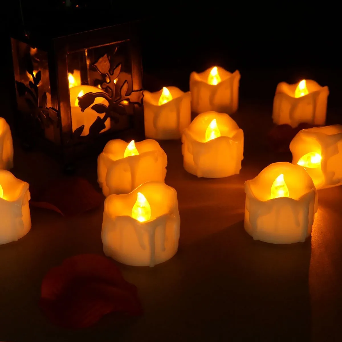 Novelty Lighting Flameless Flicker Tear Wax Drop Candle Mini Battery Operated Lights Realistic Led Tea Light