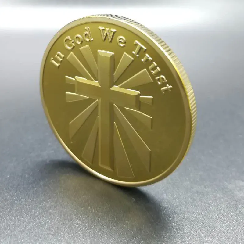 Non magnetic brand new in god we trust evil vs god religious Jesus 24k real gold plated souvenir coin 