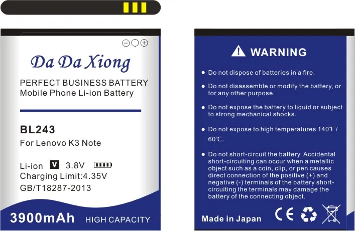 DaDaXiong Batteria BL243 da 3900 mAh batterie Lenovo K3 Note K50-T5 A7000 A5500 A5600 A7600