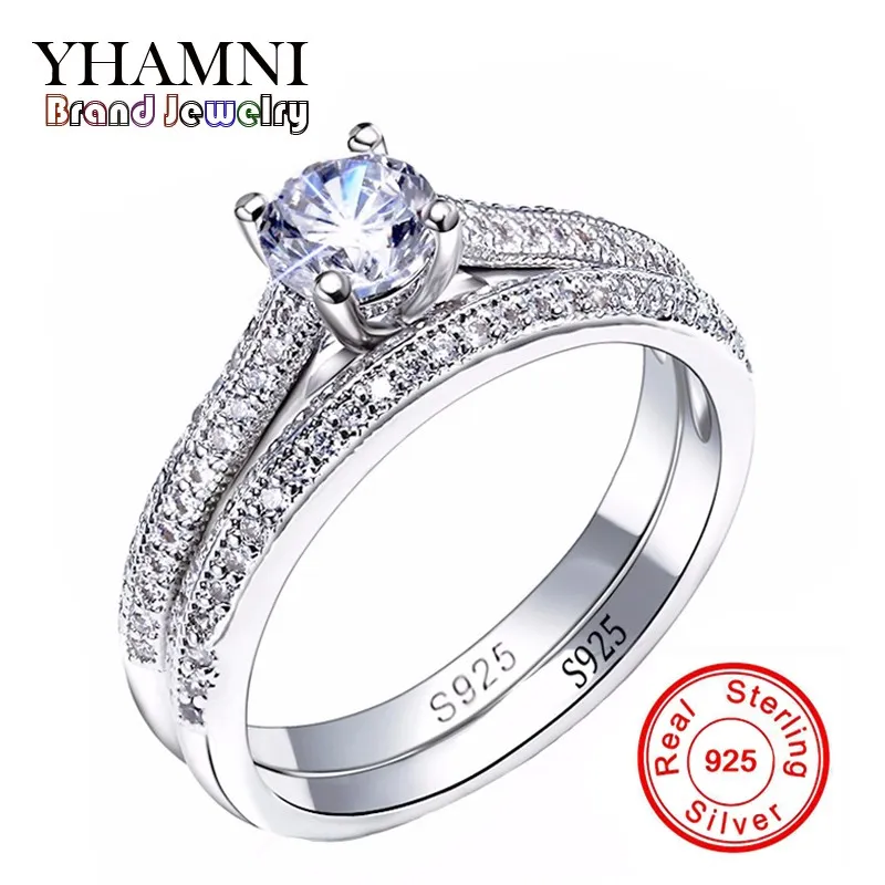 SONA CZ Diamant Engagement Rings Set real 925 Sterling Silver Rings For Women Band Wedding Rings Promise Bridal Jewelry JZR131