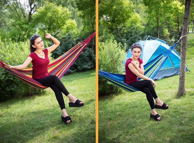 Podróże Camping Hamak Camping Sleeping Bed Travel Outdoor Huśtawka Ogród Kryty Sleep Rainbow Color Canvas Hammocks WA4142