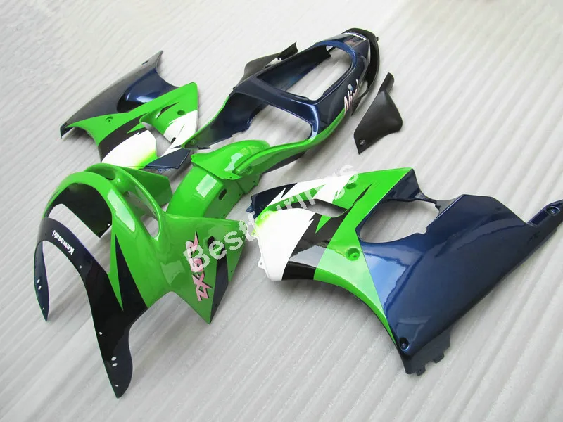 Lägre pris Högkvalitativ fairingkit för Kawasaki Ninja ZX6R 98 99 Deep Blue Green Bodywork Fairings Set ZX6R 1998 1999 ET34