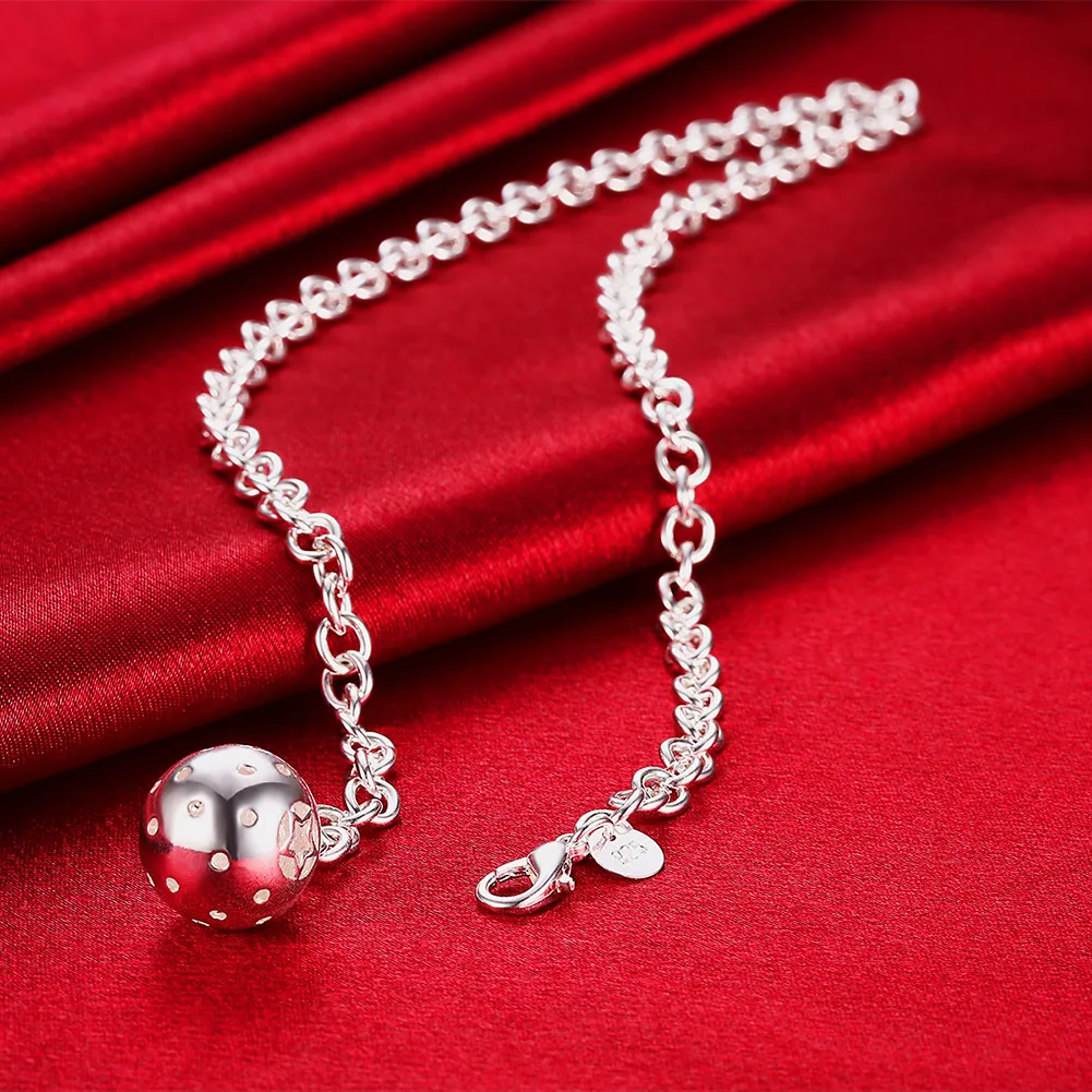 S057 low price 925 Silver Ball Pendant Necklace & Bracelet Fashion Jewelry Set Top quality classic birthday gift 