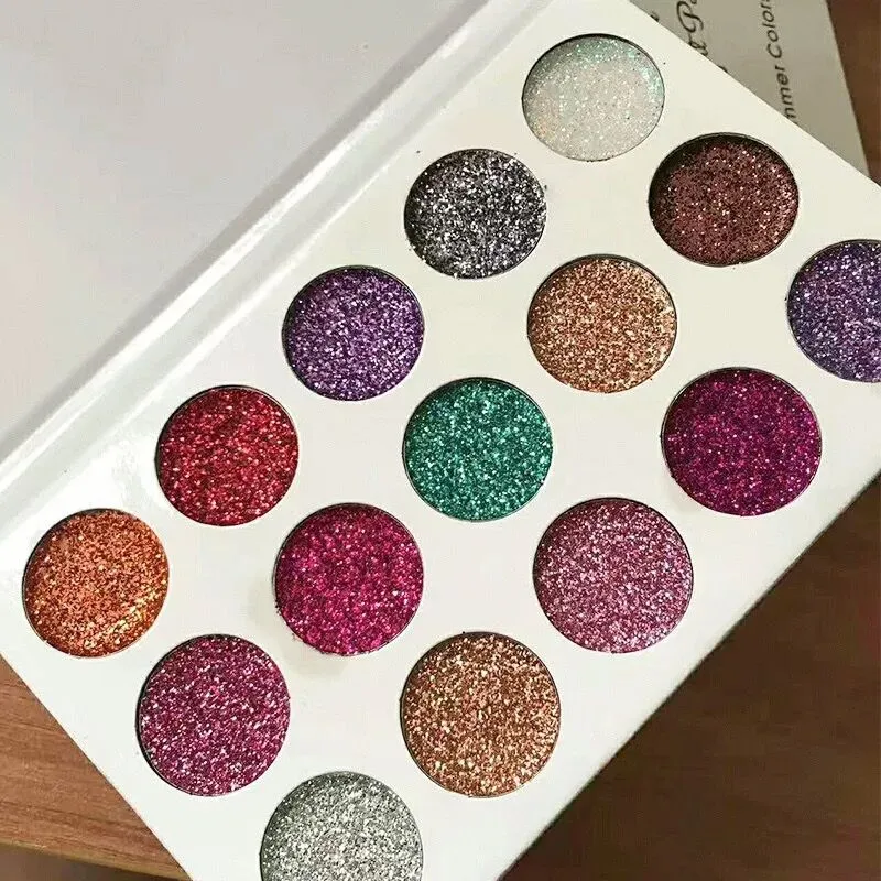 Fashion Eye Beauty 15 Kleuren Glitters Oogschaduw Diamond Rainbow Make-up Cosmetisch Gedrukt Glitters Oogschaduw Magneet Palet