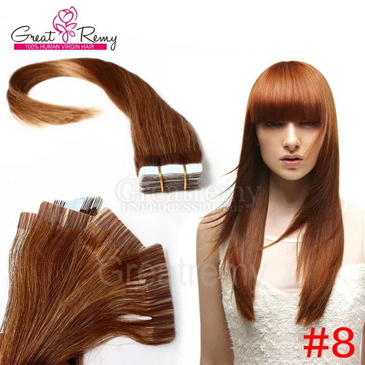 Greakry® PU Skin Hair Weft Tape Extensions Brazylijski Virgin Prosta taśma w Ludzkim Przedłużaniu włosów 9 dostępnych kolorów