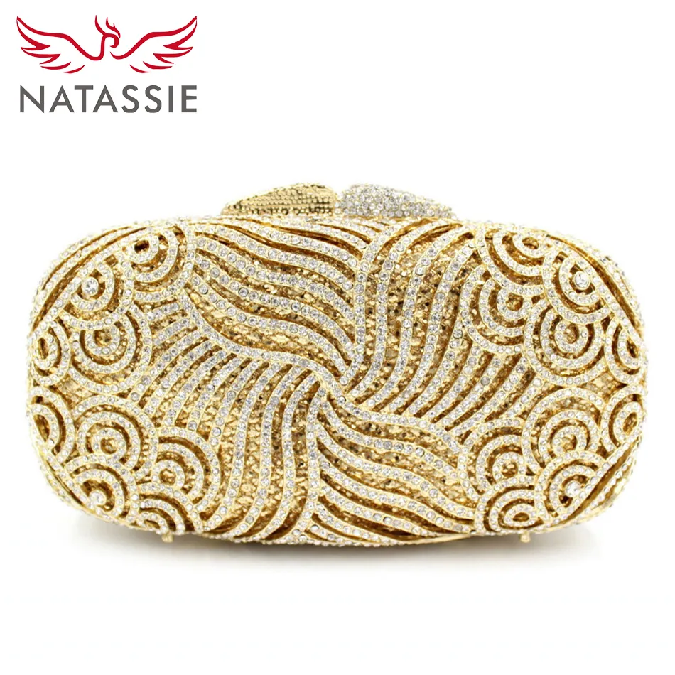 Wholesale- NATASSIE Crystal Clutches Lady Dinner Party Purses Women Wedding Clutch Bags L2034