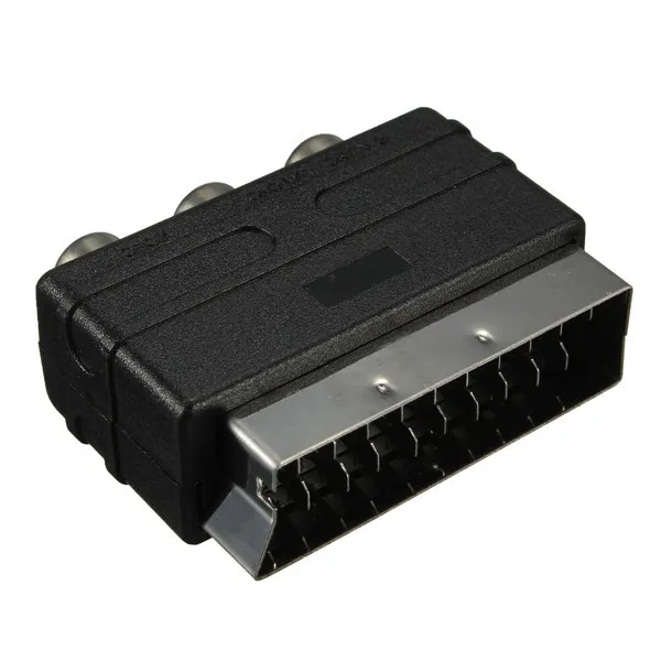 20 pins Scart Male Plug to 3 RCA Female AV TV Audio Video Adapter Converter in