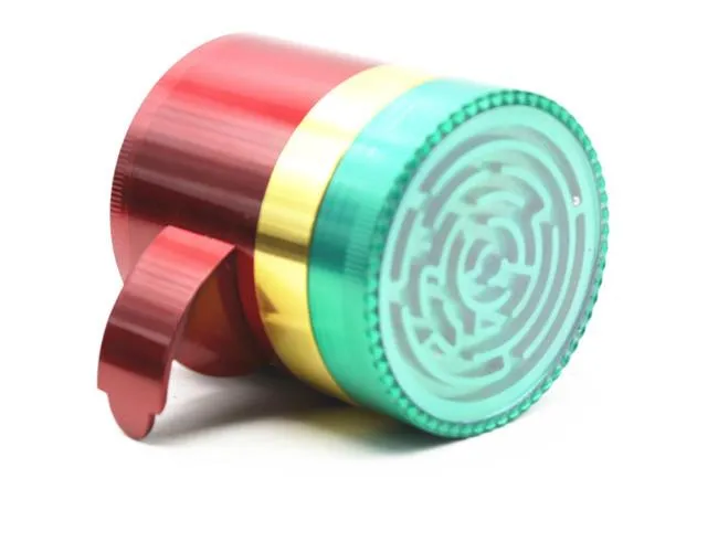 Four layer zinc alloy smoke mill diameter 62MM side opening new labyrinth red yellow green grinding smoke device