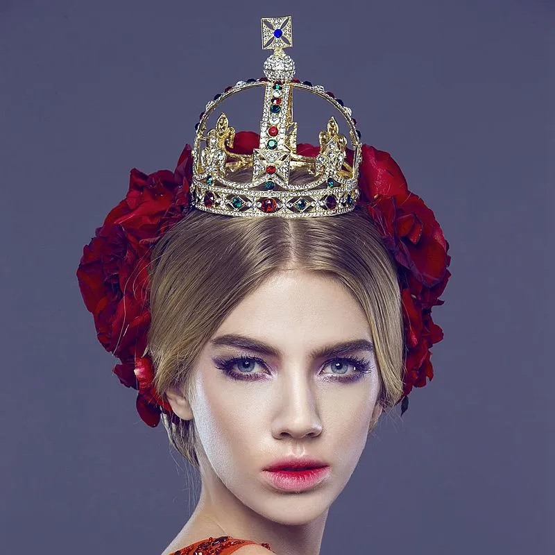 Vintage Baroque Crown Queen Bridal Headpieces Wedding Tiaras 23 Styles Tiaras Crowns For Brides Large Size