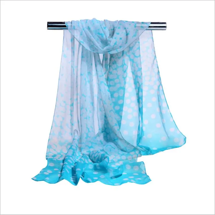 Factory Partihandel Long Chiffon Silk Scarves Designer Kvinna Mode Ny Design Dot Skriv ut halsdukar 160 * 50cm DHL Gratis