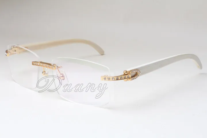 Direct fashion, high quality Eyeglasses frame, Spectacle frame, T3524012, white natural rhinoceros horn, square diamond glasses, 58-18-140mm