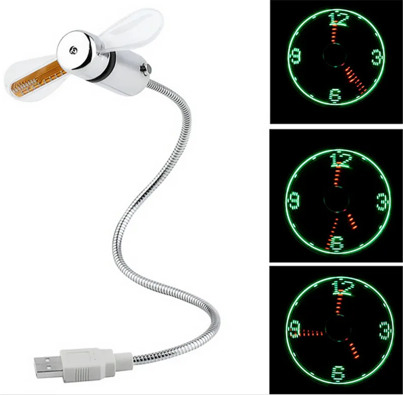 أدوات Mini Mini USB مروحة مرنة Gooseneck LED Clock COOL