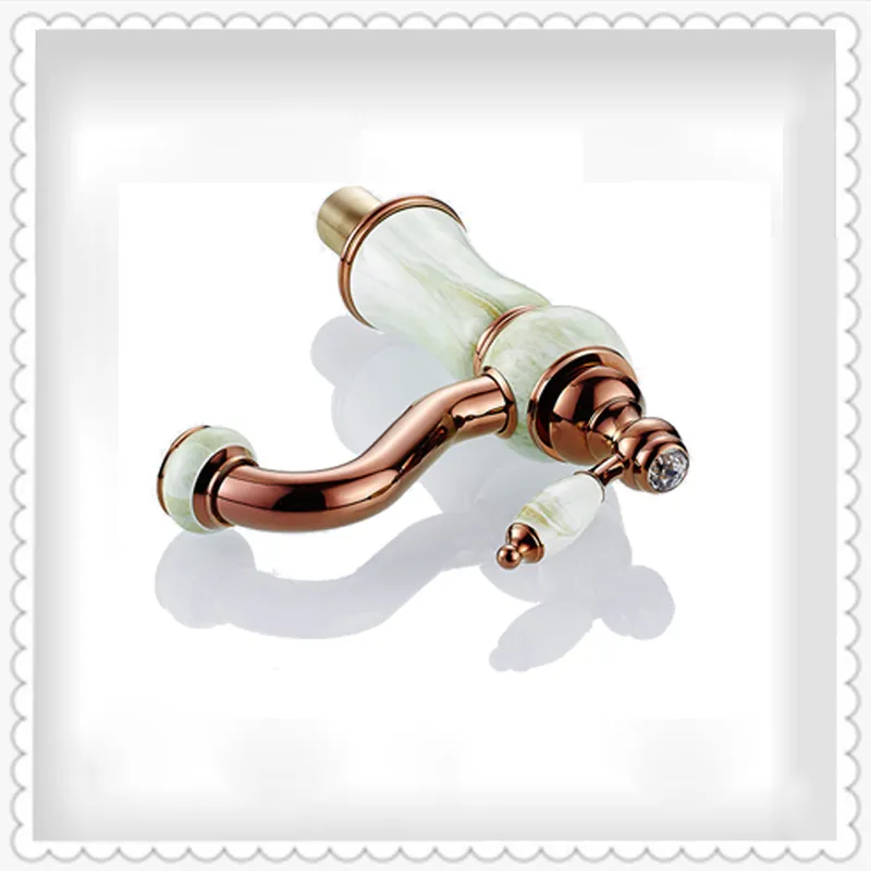 European Style Best Bathroom Sink Faucets With Jade Painting/ Rose Golden Rotatable Single Handle HS329