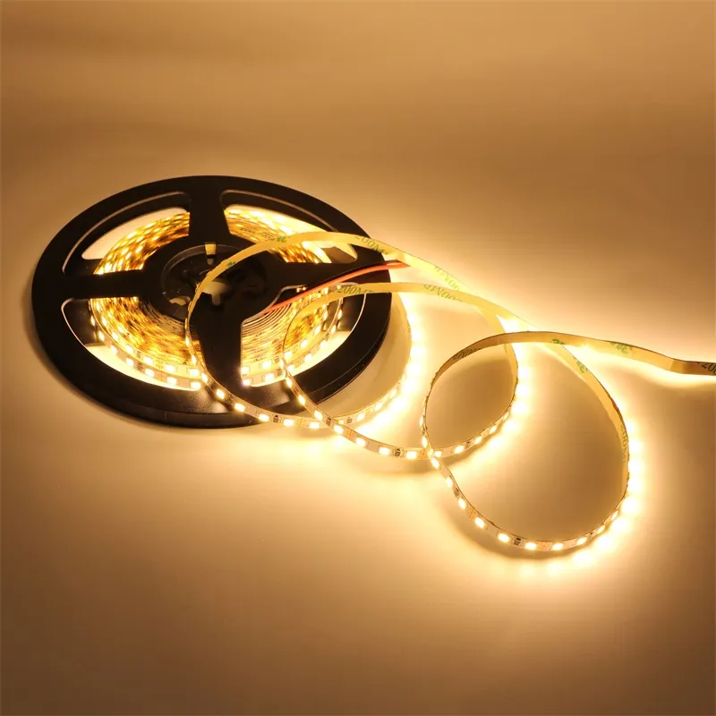 Bande lumineuse Led Flexible et Non étanche, DC12V, 5m, 16,4 pieds, 600leds, 120led/m, côté étroit de 5mm, blanc/noir, largeur de PCB 2835 SMD