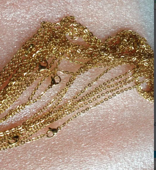 Ganze 20 stücke Gold farbe Mode edelstahl Dünne 2mm Starke Oval Link kette halskette 18'' 20'' für wome2611