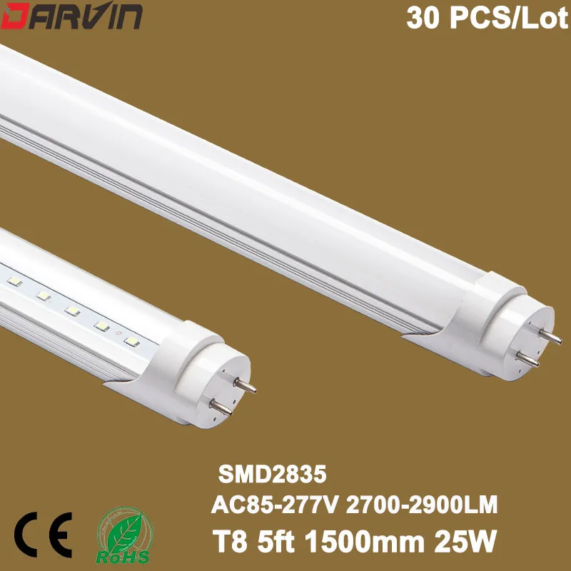 Led Tube Light T8 5ft Led Tube 1500mm 25W Energisparljus Lampa 110v 220v SMD2835 Lampa Cool White Nature White , Belysning Fabriksförsäljning