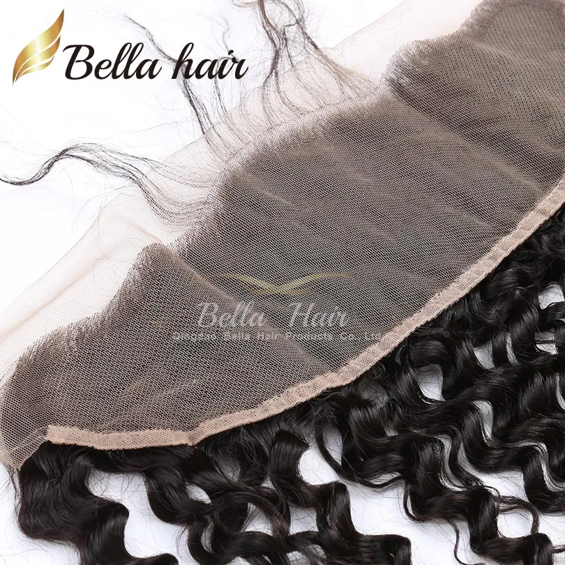 Bella Hair 13x4 HD Transparant Kant Frontale Sluiting Oor tot Oor Frontals Met Babyhaar Gratis Deel Indian Extensions Krullend Golf Instagram Verkopen