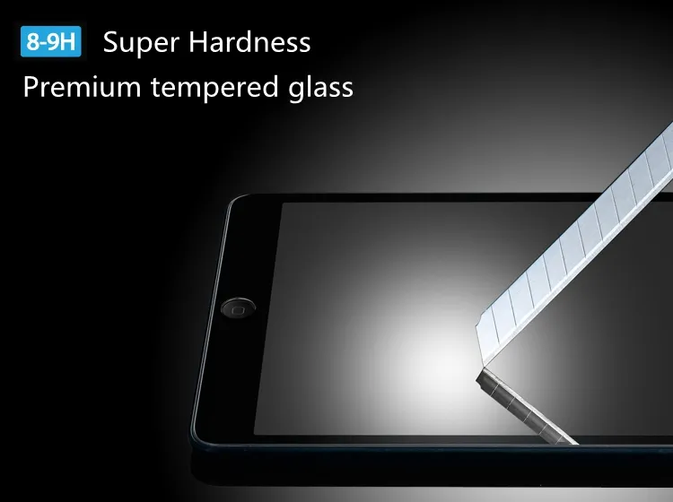 Temperado vidro temperado para ipad 2 3 4 air air 2 0.4mm 9 h dureza ultrafino protetor de tela clara para a tela de lcd 200 pçs / lote