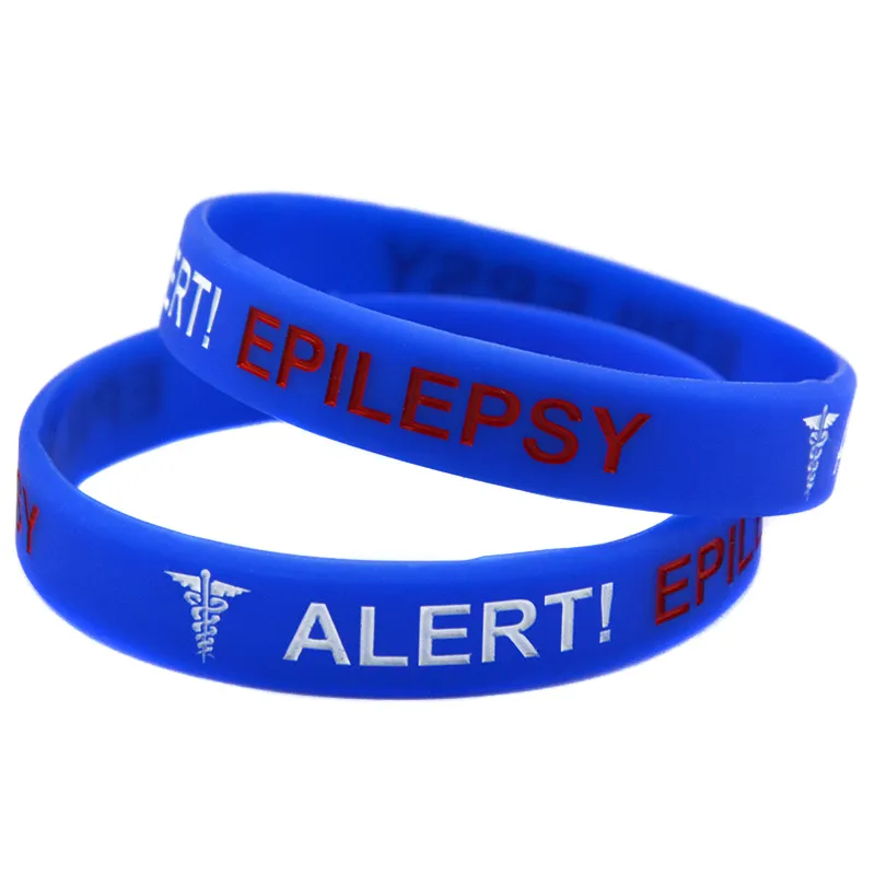 Bracelet en caoutchouc de Silicone pour épilepsie, 100 pièces, Logo rempli d'encre, porte ce Message comme rappel dans la vie quotidienne