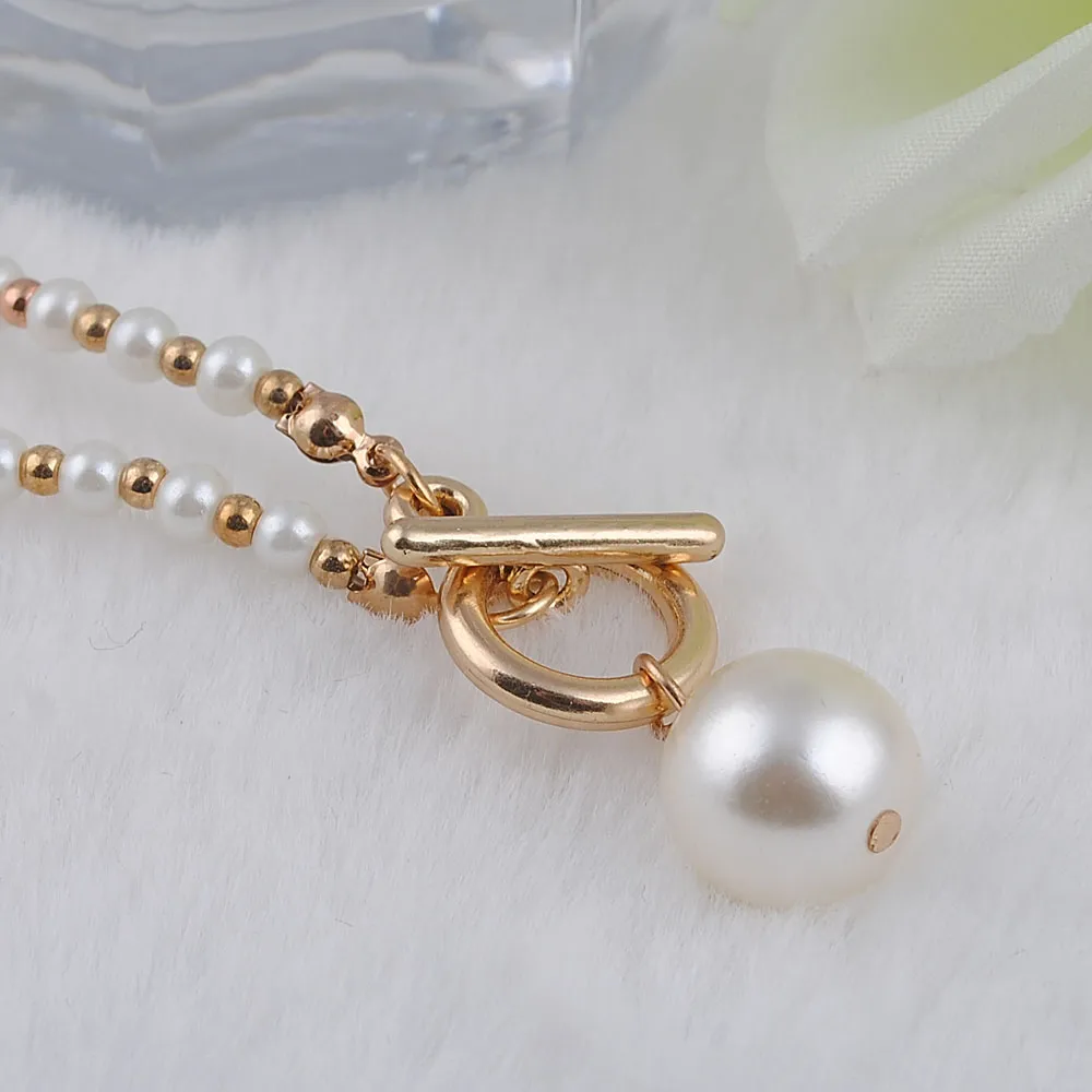 Promotional items Fashion imitation pearl necklace string CCB cross necklace pearl necklace girl jewelry 313N