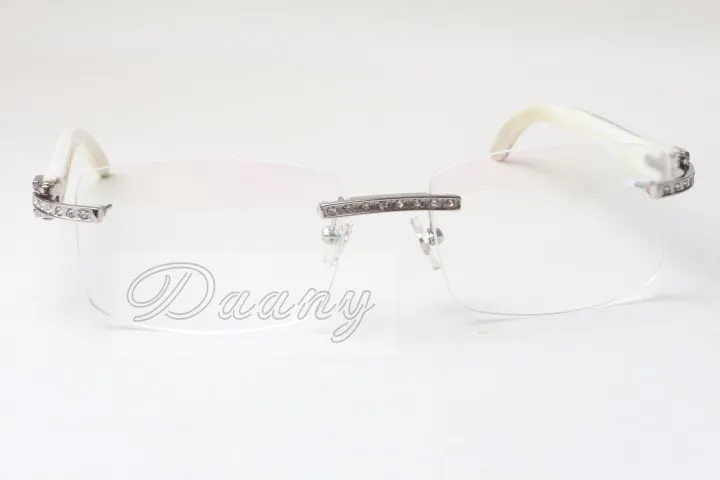 Direct fashion, high quality Eyeglasses frame, Spectacle frame, T3524012, white natural rhinoceros horn, square diamond glasses, 58-18-140mm