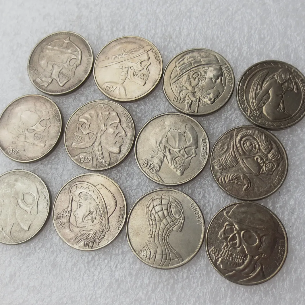 Hobo Níquel Datas Mistas 13pcs 1937-D Búfalo Níquel de 3 Pernas Raro Superman Cópia Moeda Engraçada