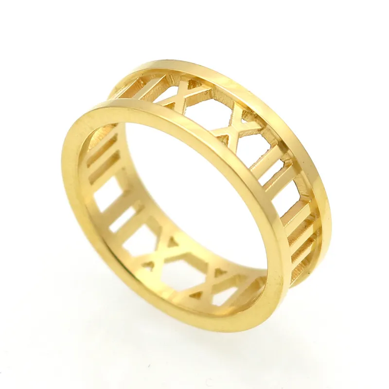 2017 Roman Gold Love Brand 316L Titanium Steel Jewelry Cœur de coeur en gros pour femme Anneau de mariage Gold / Silver / Rose Color 7mm