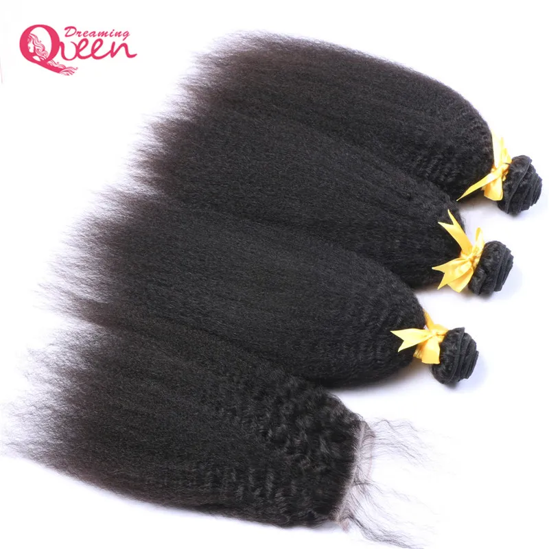 Brazylijskie perwersyjne wiązki prostych włosów z koronkowym zamknięciem Virgin Human Hair 3 wiązki z koronkowym 4x4 Nieprocentowane brazylijskie HA8758037