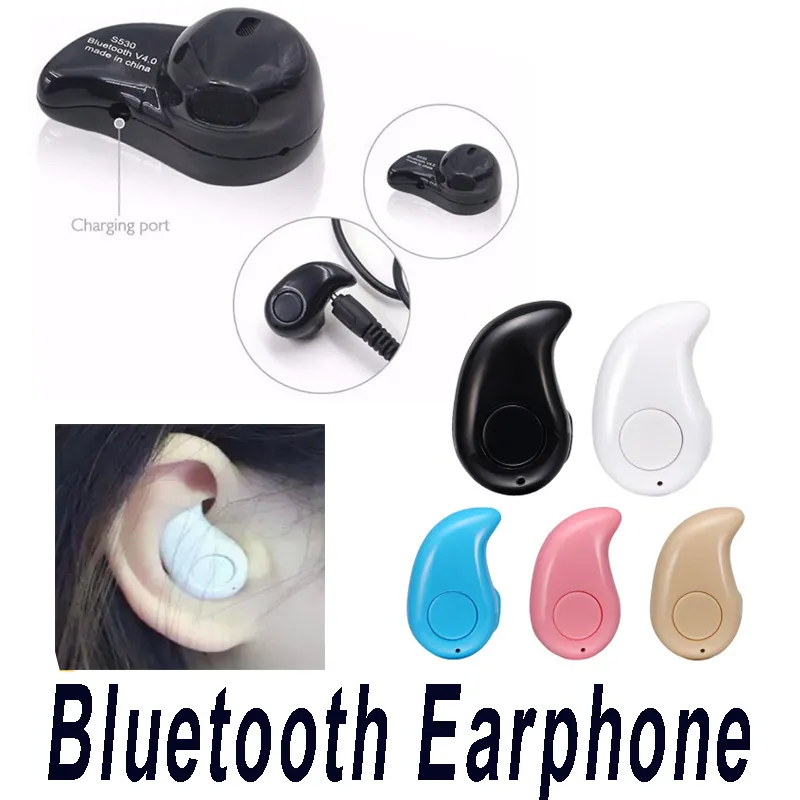 S530 Mini Wireless Stealth Bluetooth Earphone Stereo hörlurar Headset Earskydd med MIC Untra-Small Dold med detaljhandelspaket 64