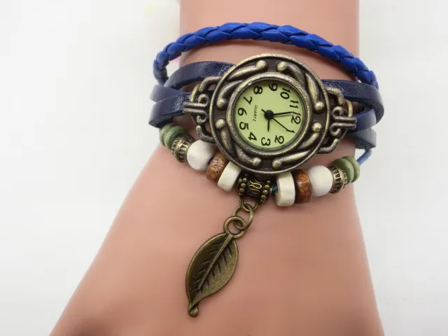 Comercio al por mayor 100 unids / lote Mezcla de es de Cuero de Vaca de Calidad Excelente Relojes de cuero de Las Mujeres pulsera de la Pulsera Relojes LP005