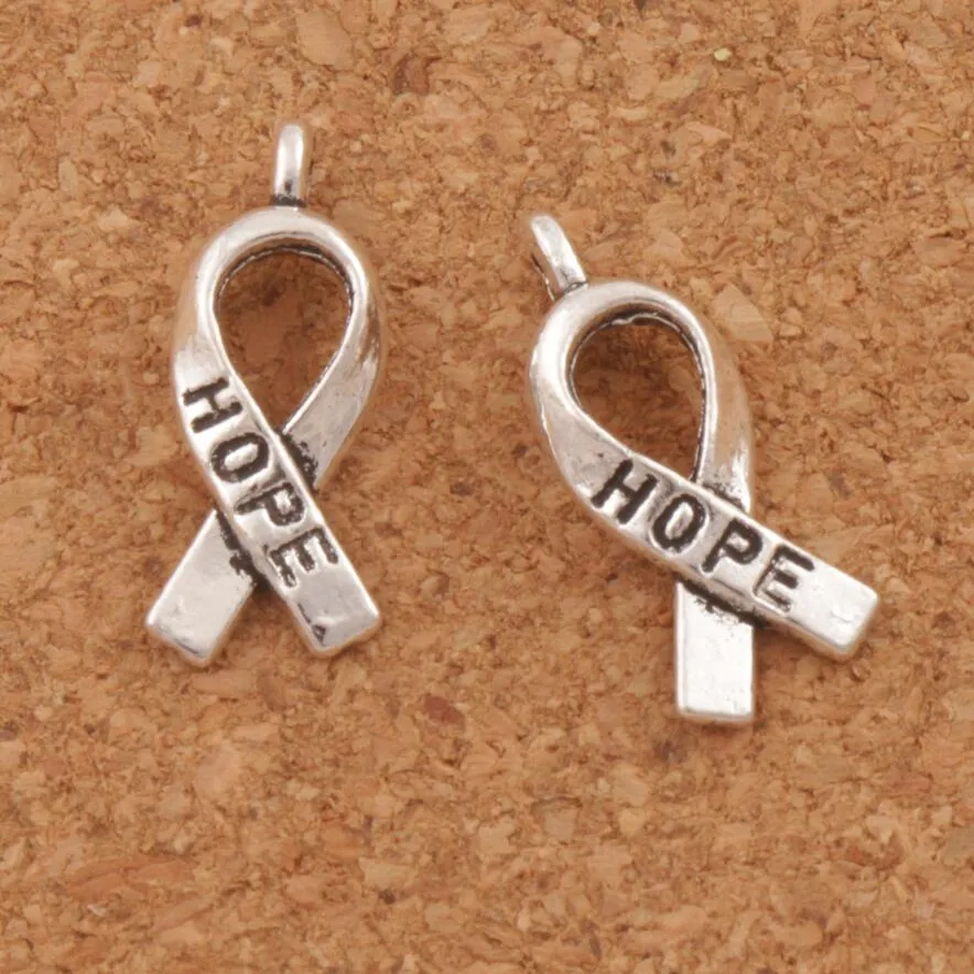 Awareness Hope Ribbon Metal Alloy Charms 150pcs / Lot 7.7x18.6mm Tibetanska Silverhängen Mode Fit Armband Halsband Örhängen L088