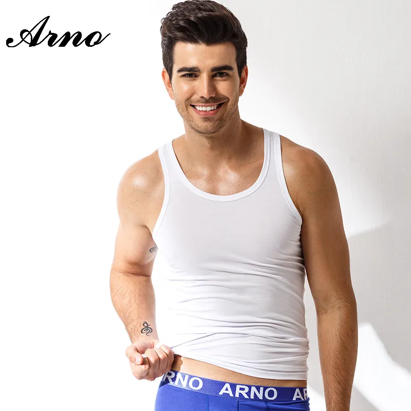 Wholesale- ARNO Viscose Casual Tank Top Men Summer Casual Vest Man Sleeveless Shirts Underwear Soft Singlet Breathable Undershirt MV0702