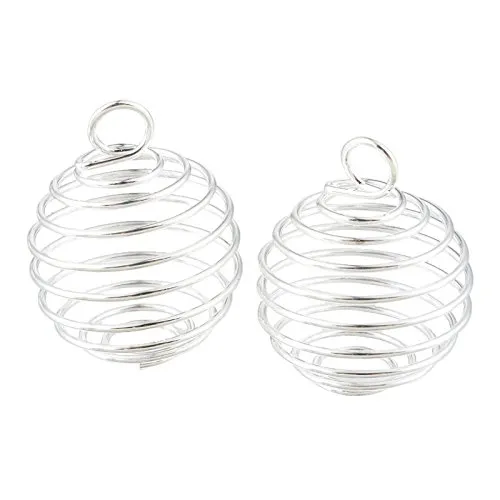 Breloques plaquées argent, cage de perles en spirale, pendentifs, résultats 9x13mm, fabrication de bijoux DIY 07ST